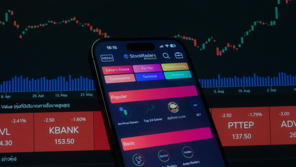 smartphone displaying stock trading app screen